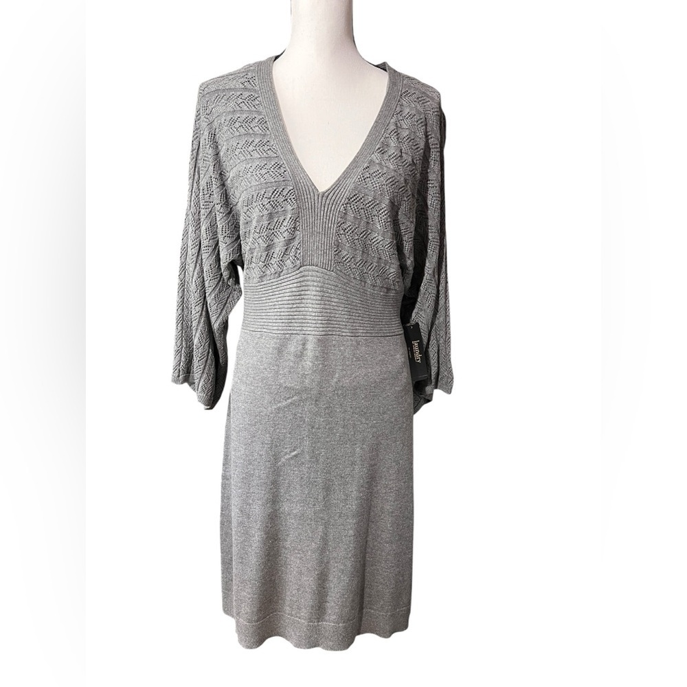 Laundry By Shelli Segal Gray Textured Knit Dress, size M